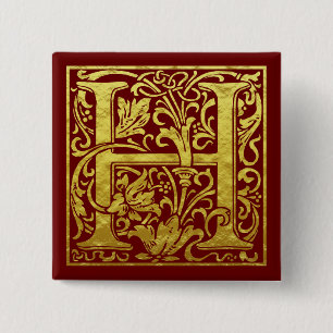 Letter H First Letter Imitats Gold Button