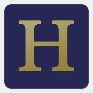 Letter H Gold Square Aufkleber