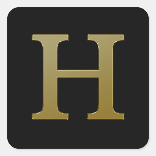 Letter H Gold Square Sticker (Vorderseite)