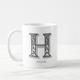 Letter H Gray Monogram Modern Name Kaffeetasse