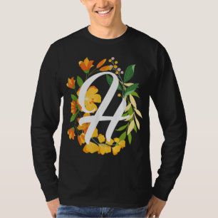 Letter H Hauptstadt Alphabet Blume Monogramm Initi T-Shirt