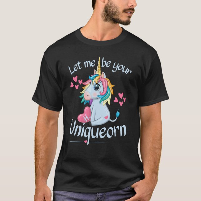 Letter H Heart Uniqueorn Couple Valentines Day Uni T-Shirt (Vorderseite)