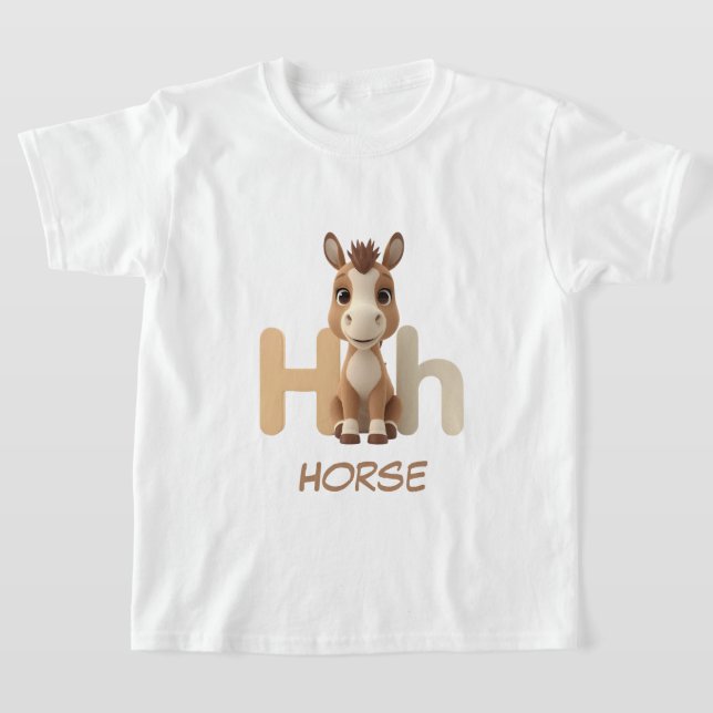 Letter H Horse Educational Kids T-Shirt | Uppercas (Ablage )