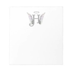 Letter H Initial Monogram mit Angel Wings & Halo Notizblock
