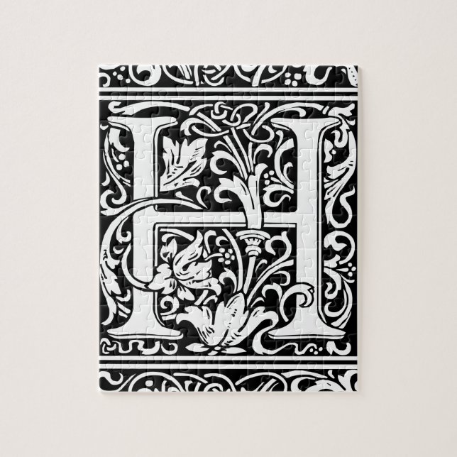 Letter H Mittelalterliche Monogram Art Nouveau (Vertikal)
