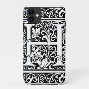 Letter H Mittelalterliche Monogram Art Nouveau iPhone 11 Hülle