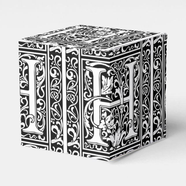 Letter H Mittelalterliche Monogram Art Nouveau Geschenkschachtel (Vorderseite)
