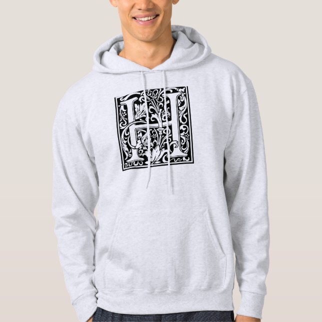 Letter H Mittelalterliche Monogram Art Nouveau Hoodie (Vorderseite)