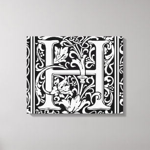 Letter H Mittelalterliche Monogram Art Nouveau Leinwanddruck
