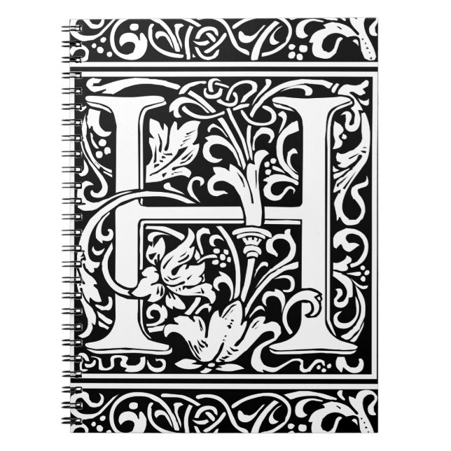 Letter H Mittelalterliche Monogram Art Nouveau Notizblock (Vorderseite)