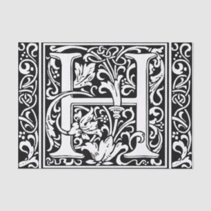 Letter H Mittelalterliche Monogram Art Nouveau Seidenpapier