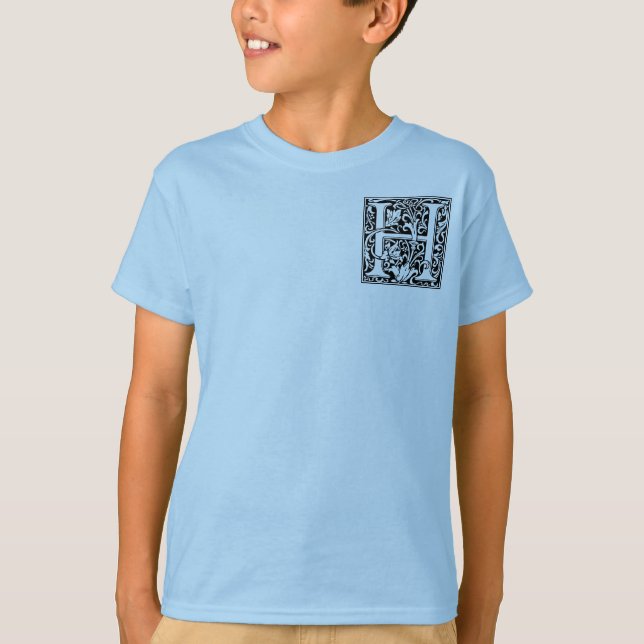 Letter H Mittelalterliche Monogram Art Nouveau T-Shirt (Vorderseite)