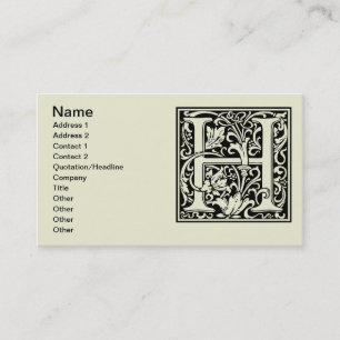 Letter H Mittelalterliche Monogram Art Nouveau Visitenkarte