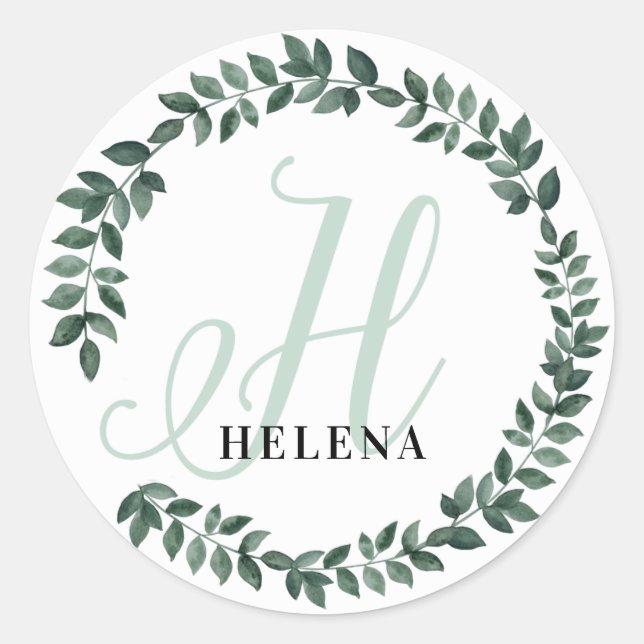 Letter H Monogram Individuelle Name Minimalistisch Runder Aufkleber (Vorderseite)