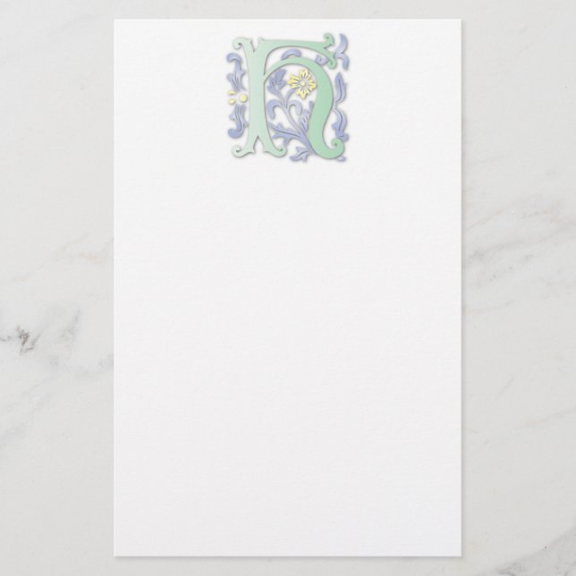 Letter H Monogram-Lilie Briefpapier (Vorderseite)