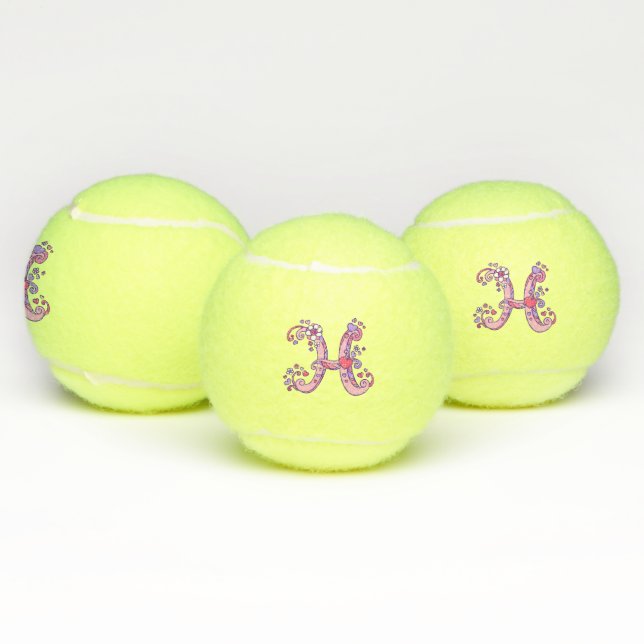 Letter H-Monogramm-Girls personalisierte Doodart Tennisbälle (Multi)