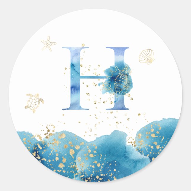 *~* LETTER H - Sea Ocean Beach Umschlag Aufkleber (Vorderseite)