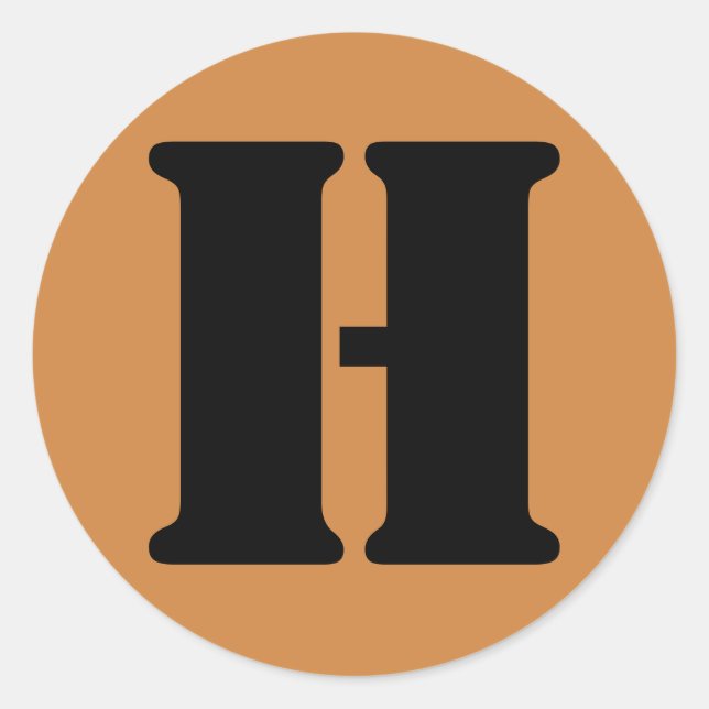 Letter H Stencil Alphabet von Janz Peru Gold Runder Aufkleber (Vorderseite)
