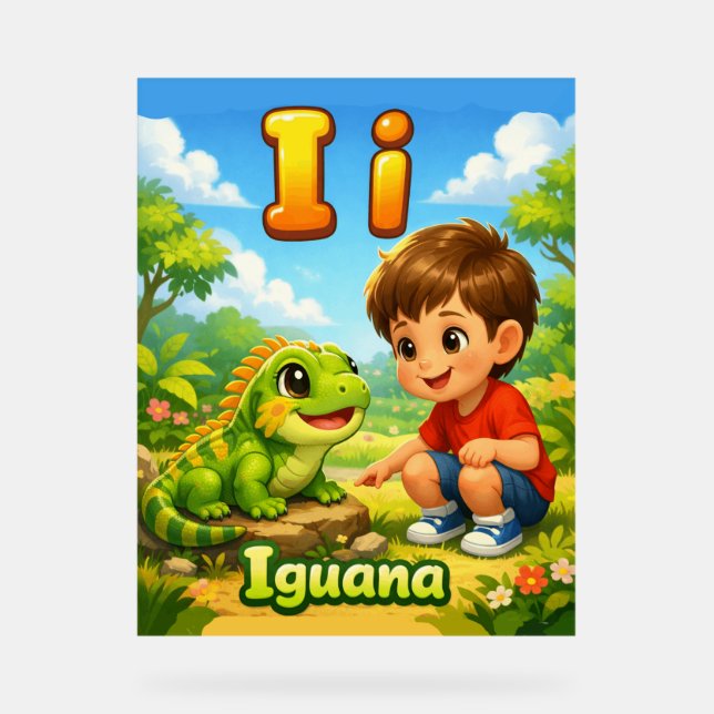 Letter I Alphabet Poster – I is for Iguana (Vorderseite)
