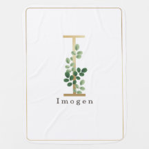 Letter I Elegant Gold + Botanischer Grüner