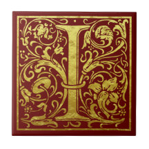 Letter I First Letter Imitats Gold Red