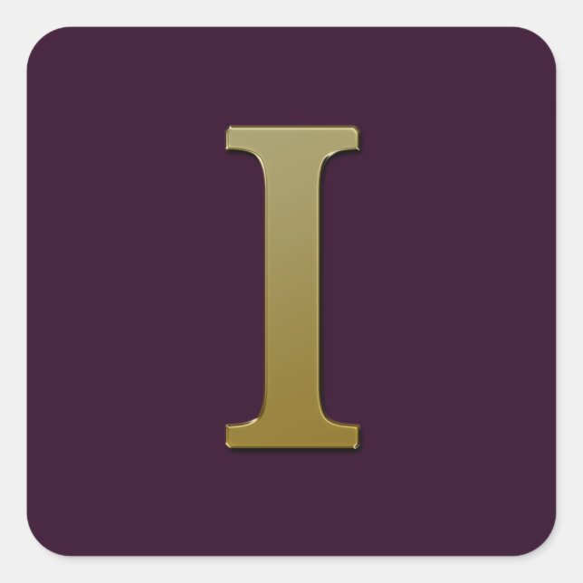 Letter I Gold Square Sticker (Vorderseite)