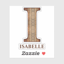 Letter I-Holzstruktur mit individuelle Name Aufkleber