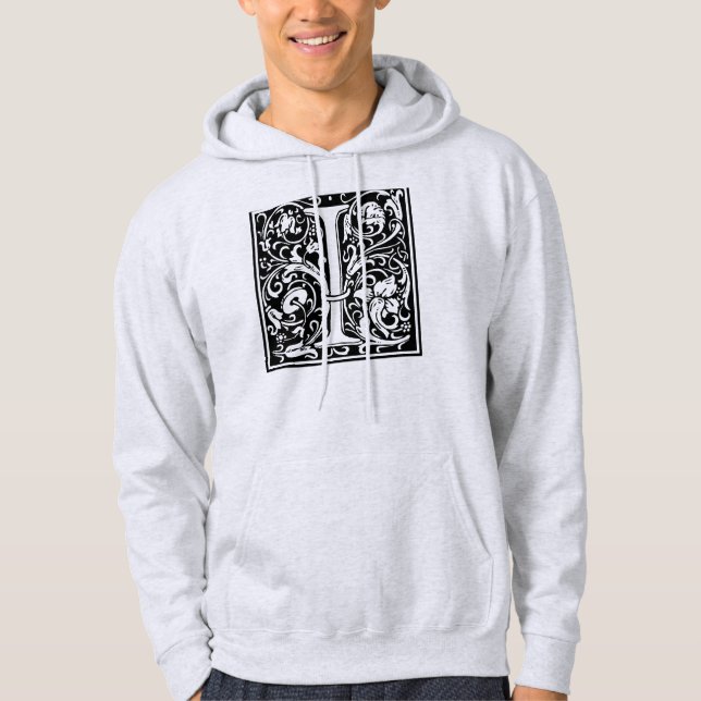 Letter I Medival Monogram Art Nouveau Hoodie (Vorderseite)
