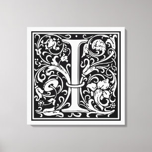 Letter I Medival Monogram Art Nouveau Leinwanddruck