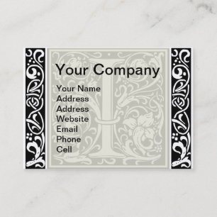 Letter I Medival Monogram Art Nouveau Visitenkarte