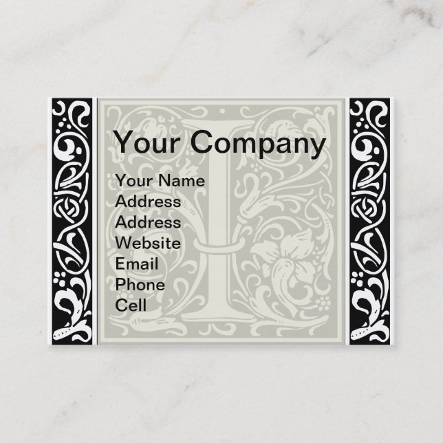 Letter I Medival Monogram Art Nouveau Visitenkarte (Vorderseite)