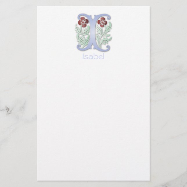 Letter I Monogram-Lilie Briefpapier (Vorderseite)