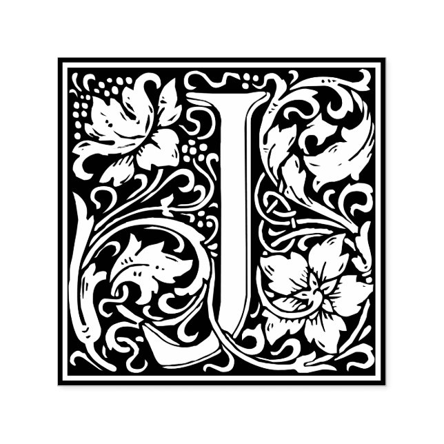 Letter J art nouveau schwarz-weiß Tile Permastempel (Design)