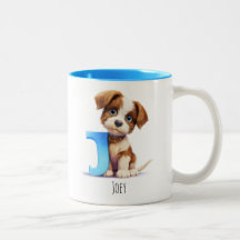 Letter J Dog Alphabet Monogram Coffee Tasse