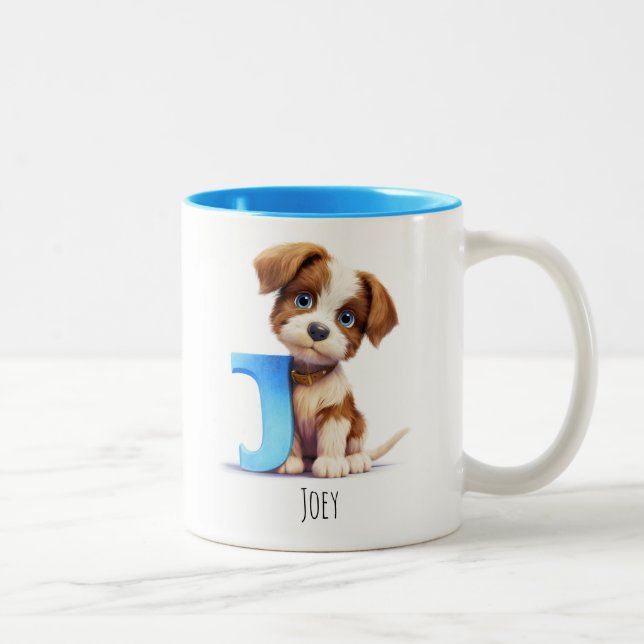 Letter J Dog Alphabet Monogram Coffee Tasse (Rechts)