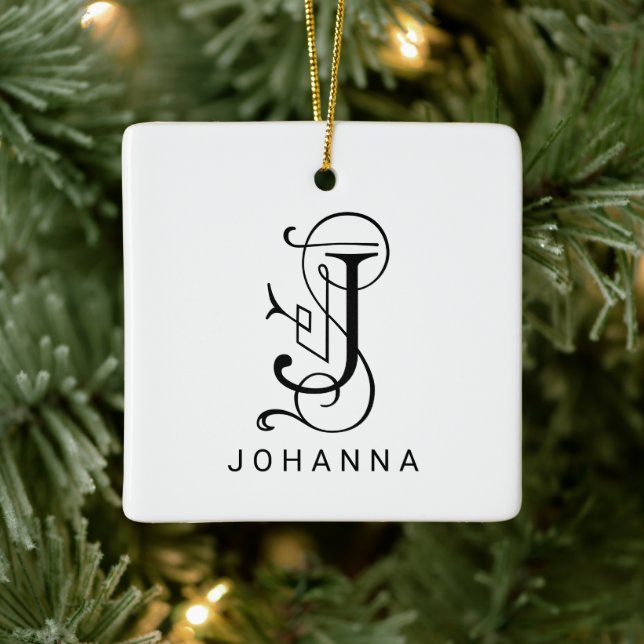 Letter J Elegant Monogram Christmas Ornament (Baum)