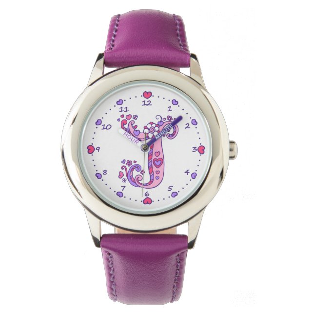 Letter J - Erstmalige Dooduls-Herzmädchen beobacht Armbanduhr (Vorderseite)