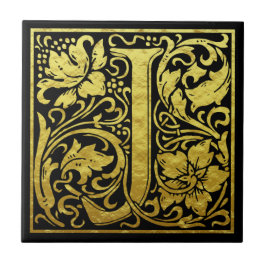 Letter J First Letter Imitats Gold Fliese