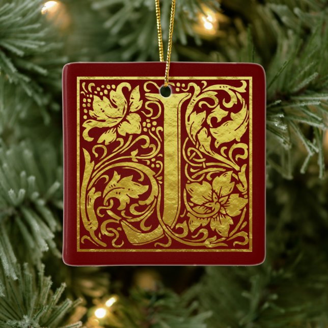 Letter J First Letter Imitats Gold Keramikornament (Baum)