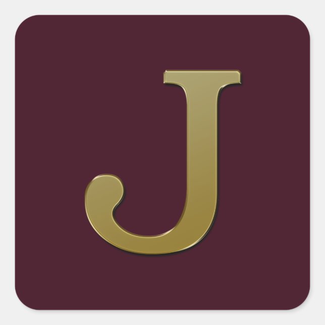 Letter J Gold Square Sticker (Vorderseite)