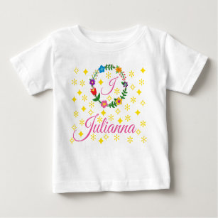 Letter J, Julianna, T-Shirt, Blume und Sterne Baby T-shirt