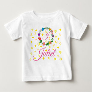 Letter J, Juliet, T-Shirt, Blume und Sterne Baby T-shirt