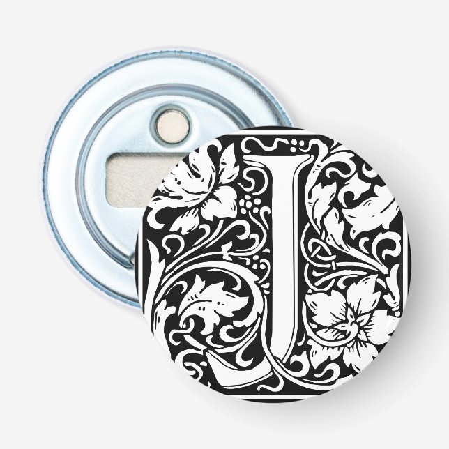 Letter J Medieval Monogram Art Nouveau Flaschenöffner (Vorderseite)