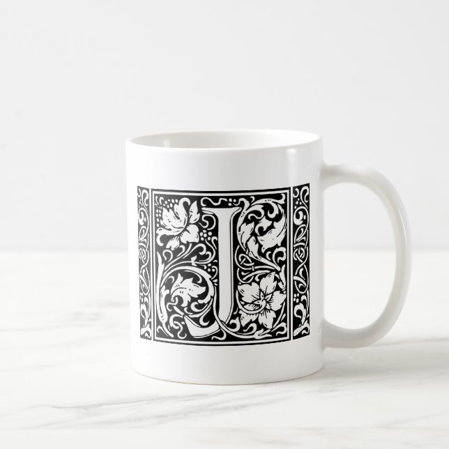 Letter J Medieval Monogram Art Nouveau Kaffeetasse (Rechts)