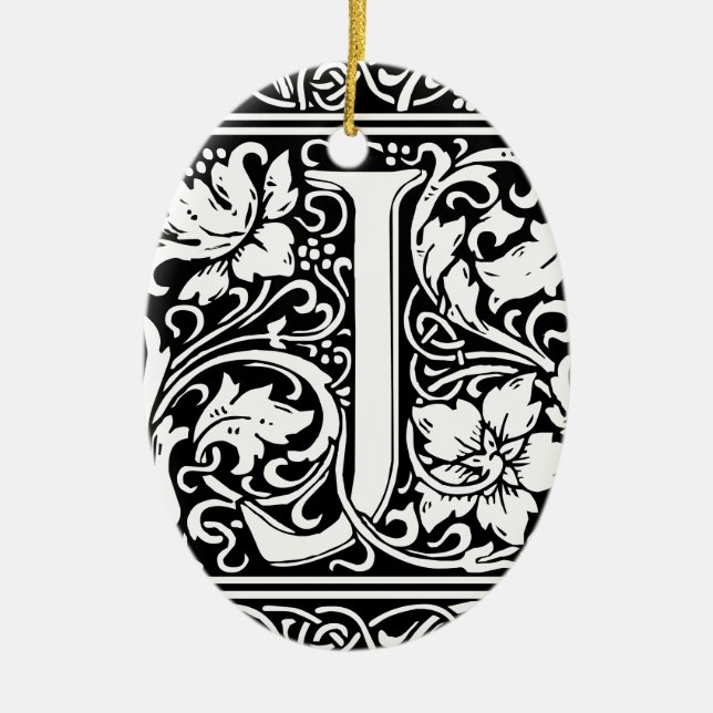 Letter J Medieval Monogram Art Nouveau Keramik Ornament (Vorne)
