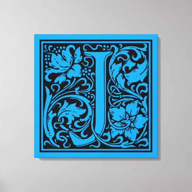 Letter J Medieval Monogram Art Nouveau Leinwanddruck (Vorderseite)