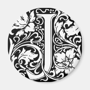 Letter J Medieval Monogram Art Nouveau Magnet
