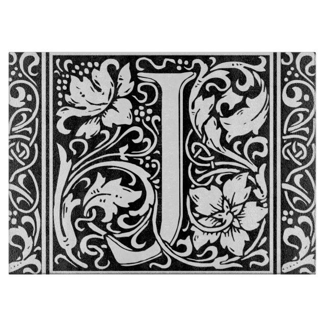 Letter J Medieval Monogram Art Nouveau Schneidebrett (Vorderseite)