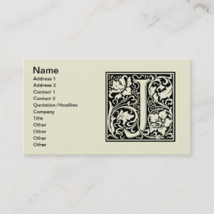 Letter J Medieval Monogram Art Nouveau Visitenkarte