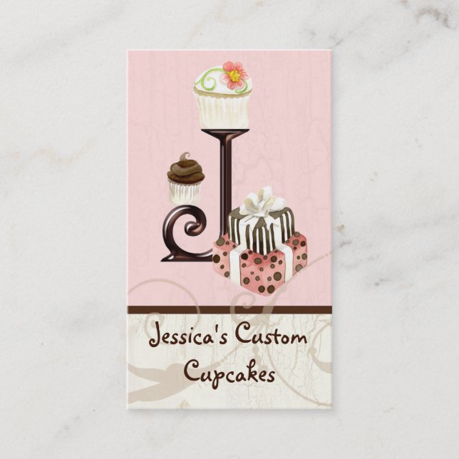 Letter J Monogram Dessert Bakery Business Cards Visitenkarte (Vorderseite)